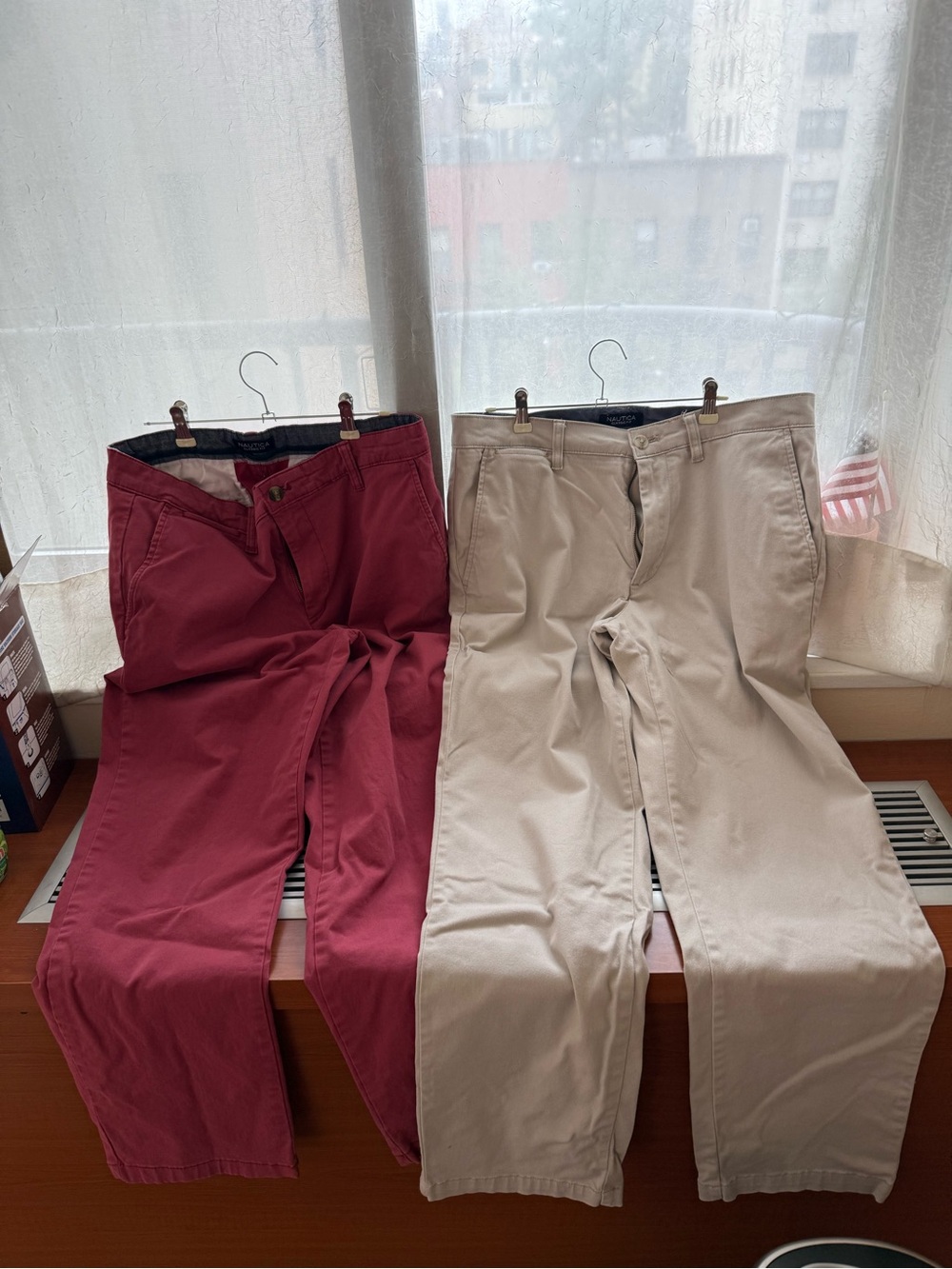 2 Nautica Men's Chinos in Burgundy and Cream